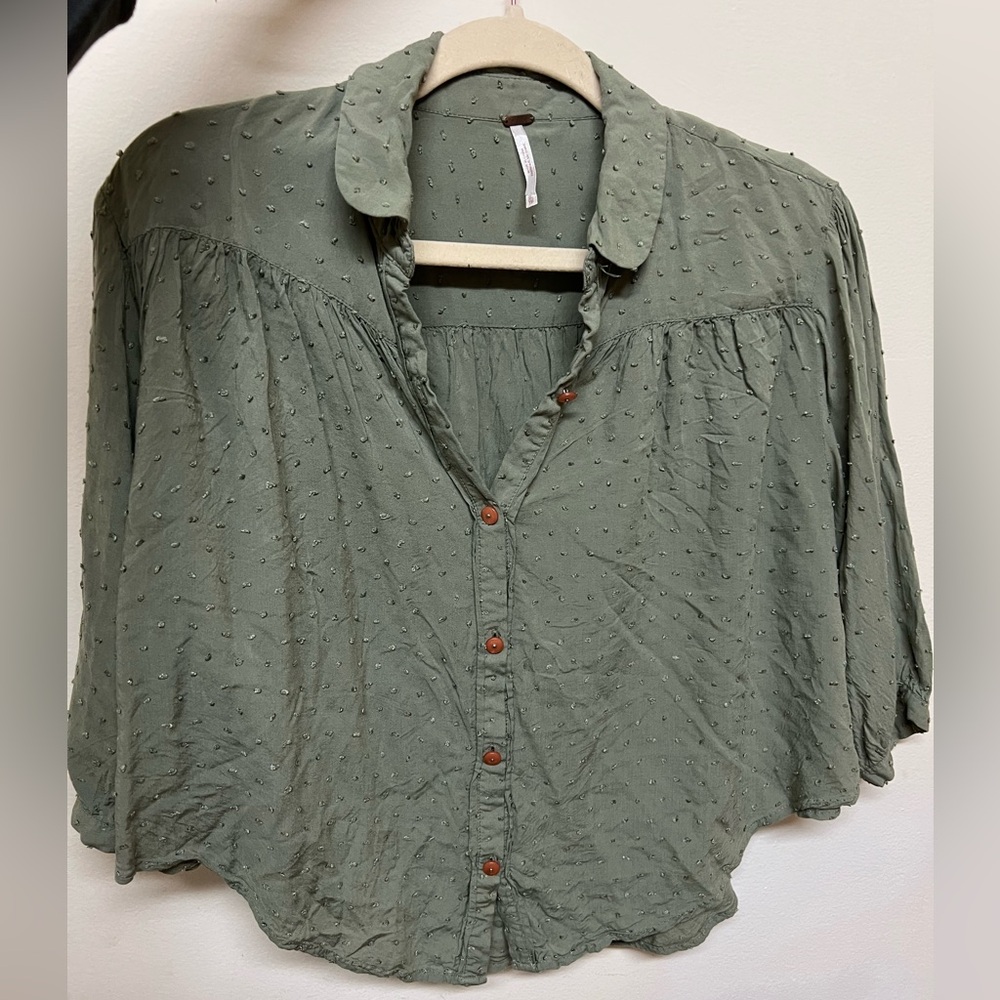 Free People Green Blouse